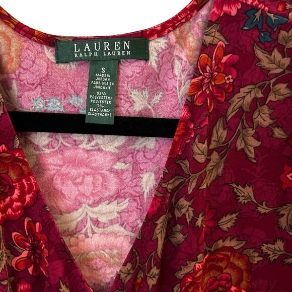 Ralph Lauren Bright Merlot Red Floral Stretch Jersey Dress - Picture 4 of 7